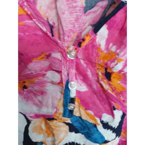 $St John's Bay Women's large blouse pink colorful floral. Whimsical BarbieCore - Picture 3 of 4